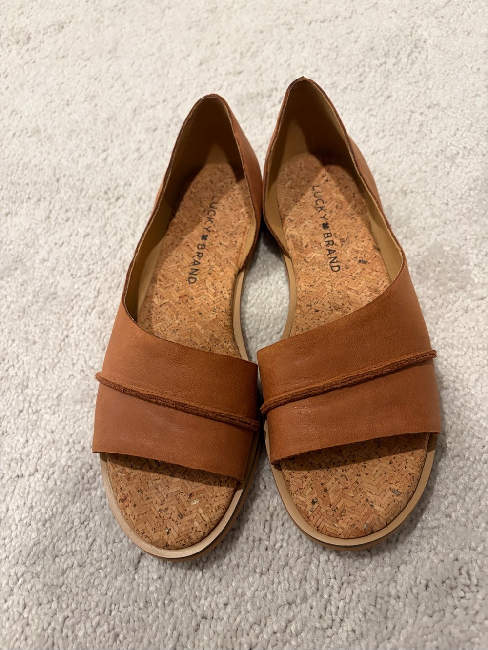 Lucky Brand Women’s Brown Leather Slide Sandals